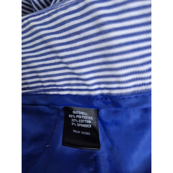 Express Designs Studio Blue White Stripe Editor Wide Leg Dress Pants Sz 4 - Picture 6 of 10